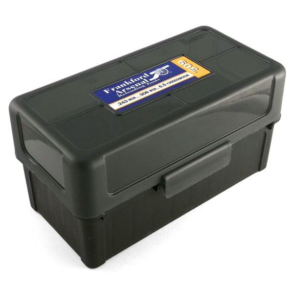 Frankford Arsenal Plastic Hinge-Top Ammo Box #509 50 Rounds