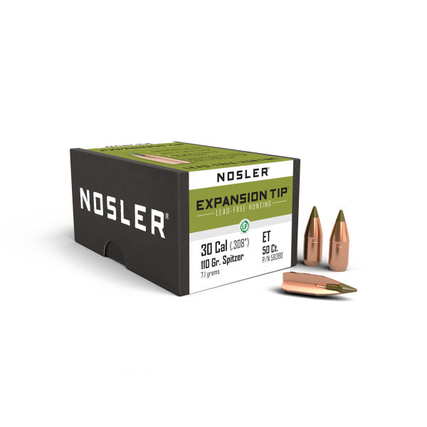 Nosler E-Tip 30 Caliber (.308 Diameter) Bullets 110 grain Polymer Tip Box of 50