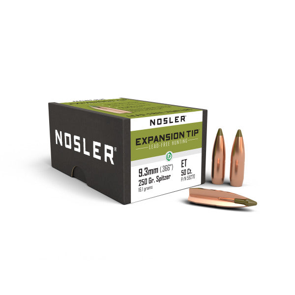 Nosler E-Tip 9.3mm (.366 Diameter) Bullets 250 grain Polymer Tip Box of 50