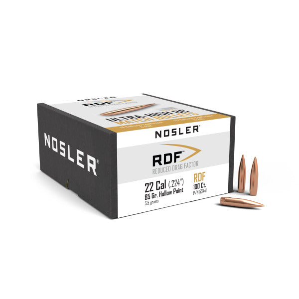Nosler RDF 22 Caliber (.224 Diameter) Bullets 85 grain Boat Tail Hollow Point Box of 100