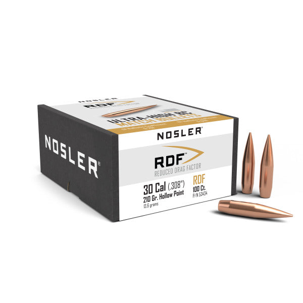 Nosler RDF 30 Caliber (.308 Diameter) Bullets 210 grain Boat Tail Hollow Point Box of 100
