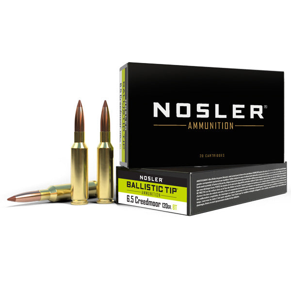 Nosler Ballistic Tip 6.5 Creedmoor Ammunition 120 Grain Polymer Tip Box of 20