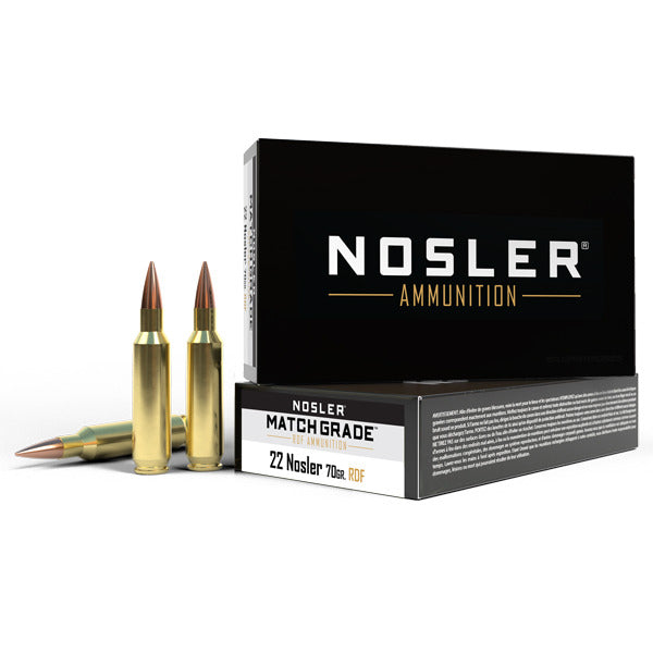 Nosler Match Grade 22 Nosler Ammunition 70 Grain RDF Boat Tail Hollow Point Box of 20