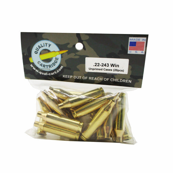 Quality Cartridge 22-243 Winchester Brass Bag of 20