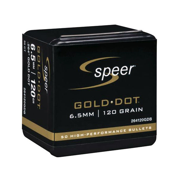Speer Gold Dot 264 Caliber, 6.5mm (.264 Diameter) Bullets 120 grain Hollow Point Box of 20