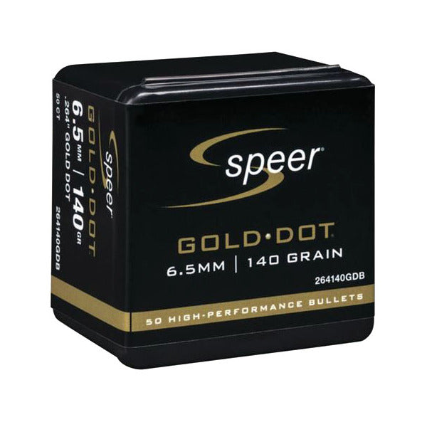 Speer Gold Dot 264 Caliber, 6.5mm (.264 Diameter) Bullets 140 grain Hollow Point Box of 20