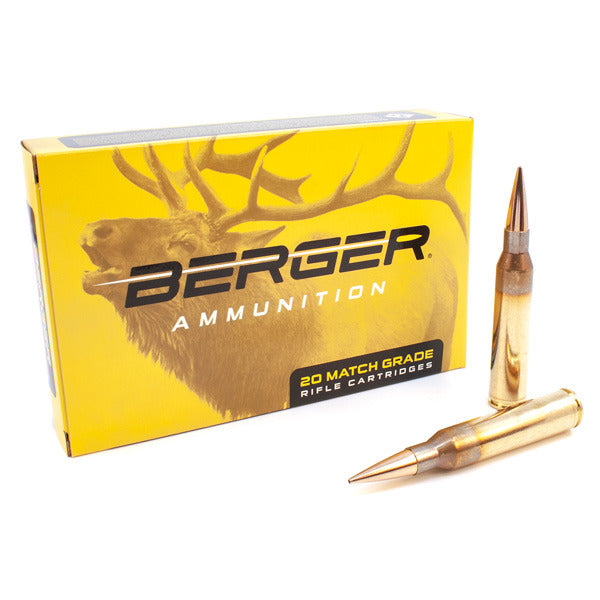 Berger Match Grade 338 Lapua Magnum Ammunition 300 Grain Elite Hunter Jacketed Hollow Point Box of 20