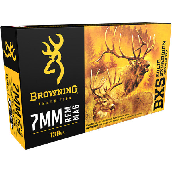 Browning BXS 7mm Remington Magnum Ammunition 139 Grain Copper Expansion Polymer Tip Box of 20