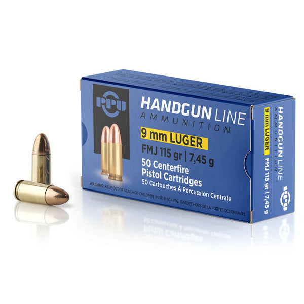 Prvi Partizan 9mm Luger Ammunition 115 Grain Full Metal Jacket Box of 50