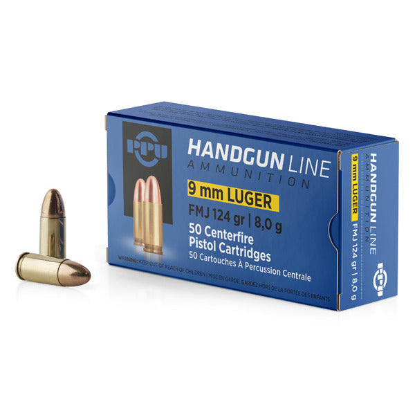 Prvi Partizan 9mm Luger Ammunition 124 Grain Full Metal Jacket Box of 50