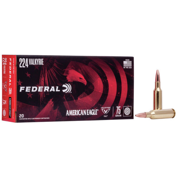 Federal Premium American Eagle 224 Valkyrie Ammunition 75 Grain Total Metal Jacket Box of 20