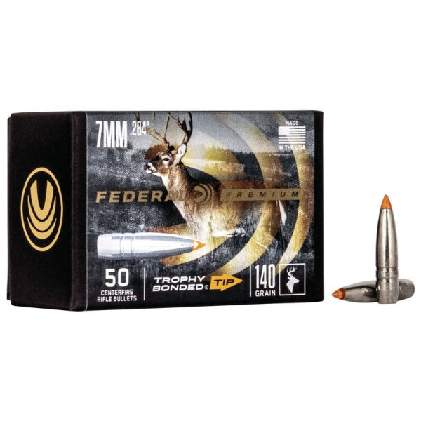 Federal Premium Trophy Bonded 28 Caliber, 7mm (.284 Diameter) Bullets 140 grain Bonded Polymer Tip Box of 4