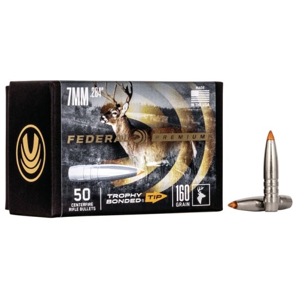 Federal Premium Trophy Bonded 28 Caliber, 7mm (.284 Diameter) Bullets 160 grain Bonded Polymer Tip Box of 4