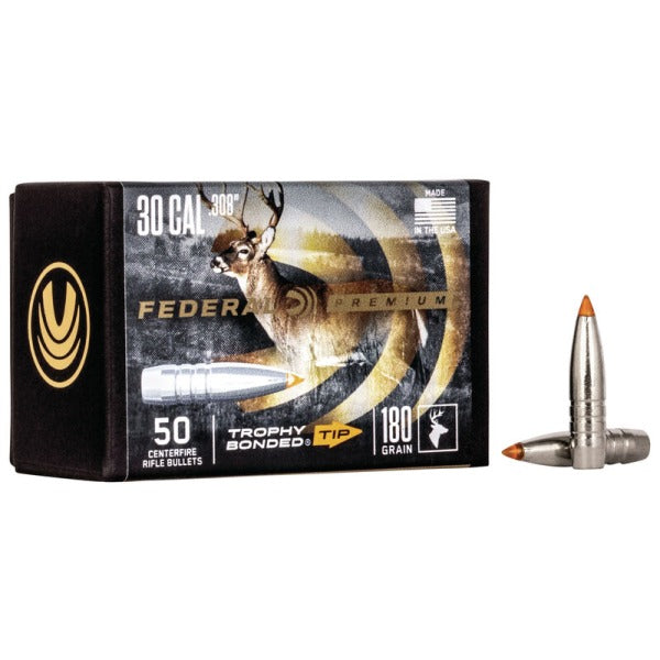 Federal Premium Trophy Bonded 30 Caliber (.308 Diameter) Bullets 180 grain Bonded Polymer Tip Box of 4