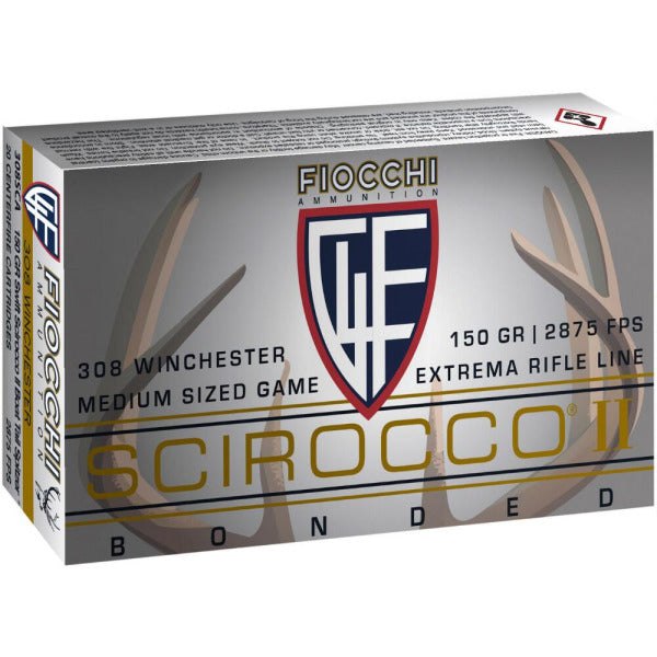 Fiocchi Extrema 308 Winchester Ammunition 150 Grain Swift Scirocco II Polymer Tip Box of 20