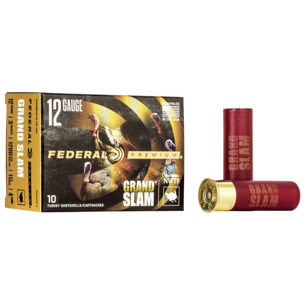 Federal Premium Grand Slam 12 Gauge Ammunition 3" #4 1-3/4 oz 1200 fps Plated Box of 10
