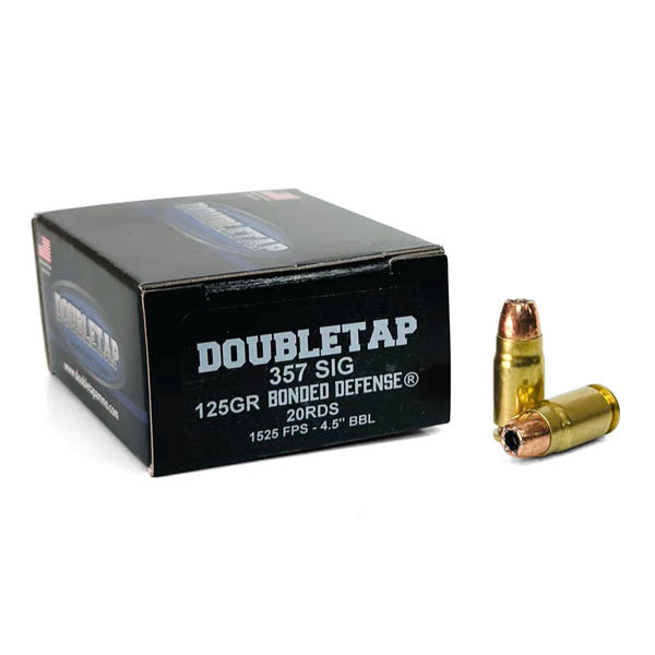 DoubleTap 357 Sig Ammunition 125 Grain Jacketed Hollow Point Box of 20