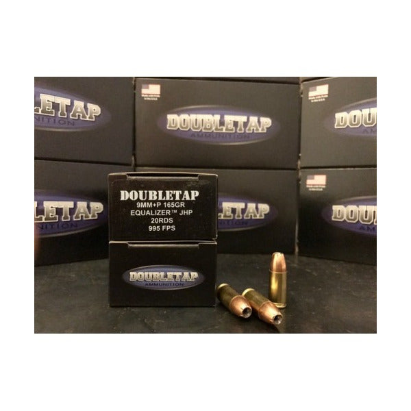 DoubleTap 9mm Luger +P Ammunition 115 Grain Jacketed Hollow Point Box of 20