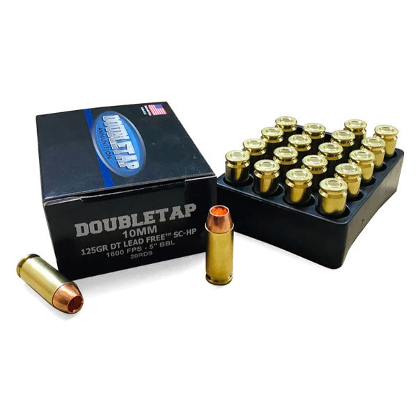 DoubleTap 10mm Auto Ammunition 125 Grain Solid Hollow Point Box of 20