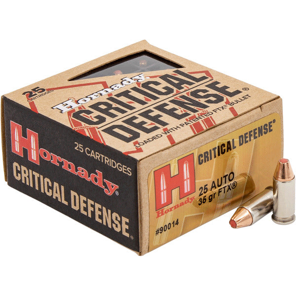 Hornady Critical Defense 25 ACP Ammunition 35 Grain Polymer Tip Box of 25