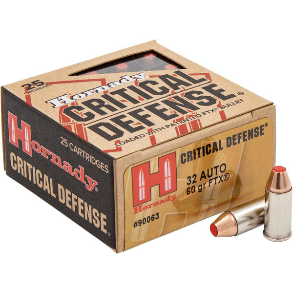 Hornady Critical Defense 32 ACP Ammunition 60 Grain Polymer Tip Box of 25