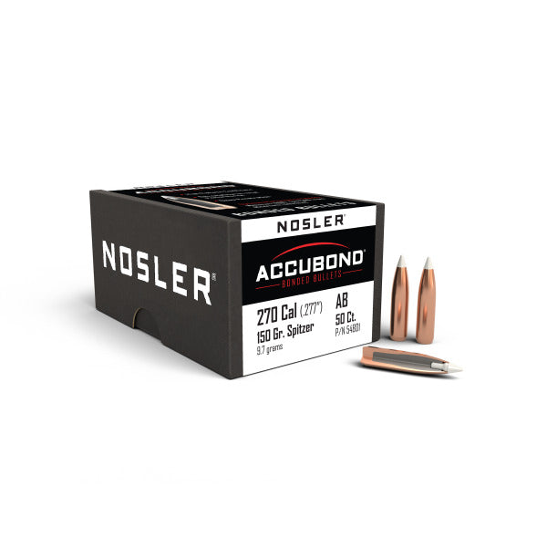 Nosler AccuBond 277 Caliber, 6.8mm (.277 Diameter) Bullets 150 grain Bonded Polymer Tip Box of 50