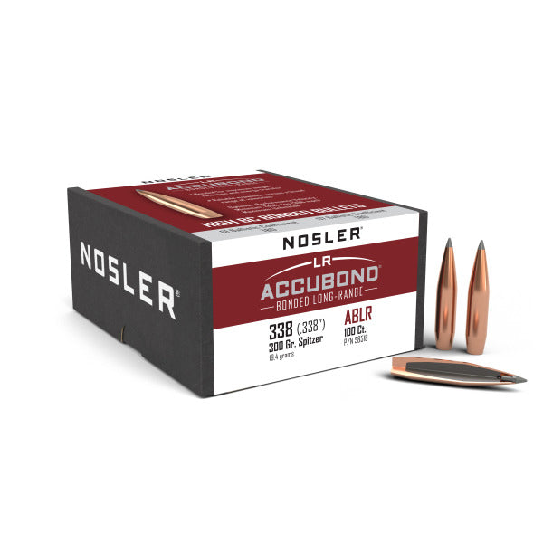 Nosler AccuBond Long Range 338 Caliber (.338 Diameter) Bullets 300 grain Bonded Polymer Tip Box of 100
