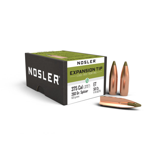 Nosler E-Tip 375 Caliber (.375 Diameter) Bullets 260 grain Polymer Tip Box of 50