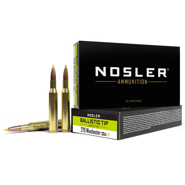 Nosler Ballistic Tip 270 Winchester Ammunition 130 Grain Polymer Tip Box of 20