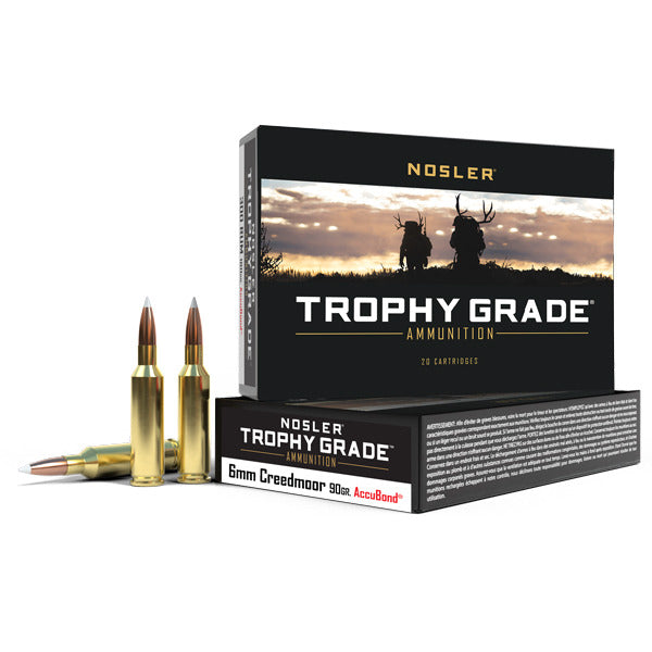 Nosler Trophy Grade 6mm Creedmoor Ammunition 90 Grain AccuBond Polymer Tip Box of 20