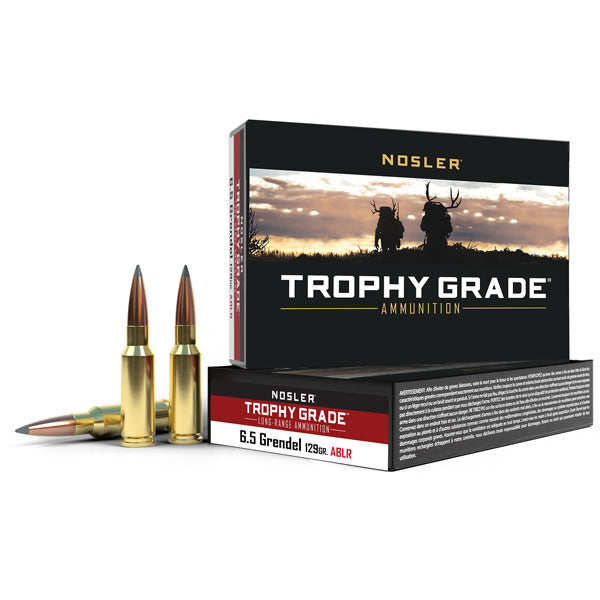 Nosler Trophy Grade 6.5 Grendel Ammunition 129 Grain AccuBond Long Range Polymer Tip Box of 20