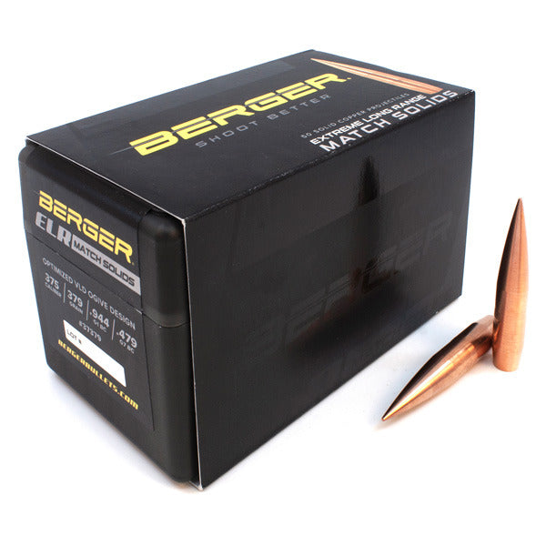Berger Match Solid 375 Caliber (.375 Diameter) Bullets 379 grain Solid Box of 50