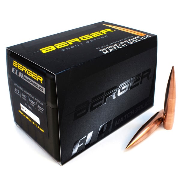 Berger Match Solid 375 Caliber (.375 Diameter) Bullets 407 grain Solid Box of 50
