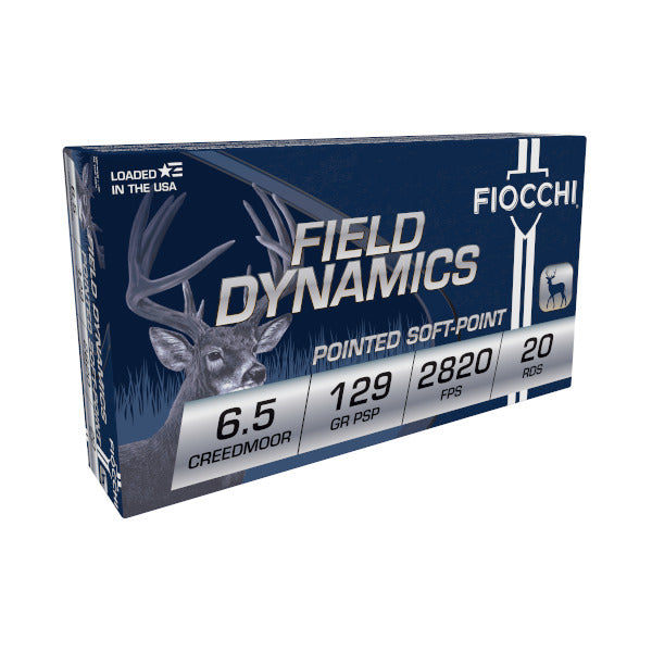 Fiocchi Field Dynamics 6.5 Creedmoor Ammunition 129 Grain Pointed Soft Point Box of 20