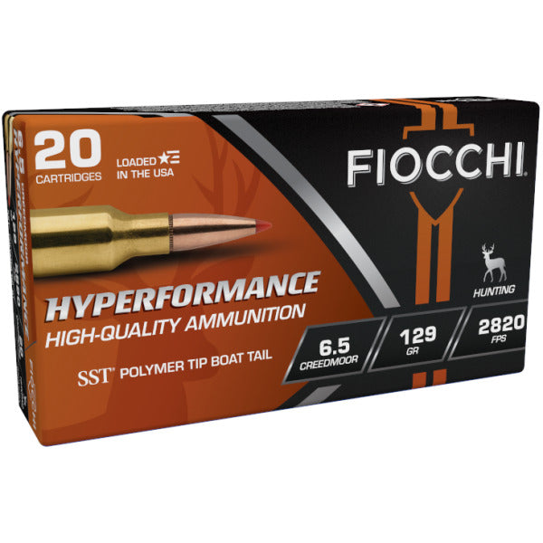 Fiocchi Hyperformance 6.5 Creedmoor Ammunition 129 Grain Hornady SST Polymer Tip Box of 20