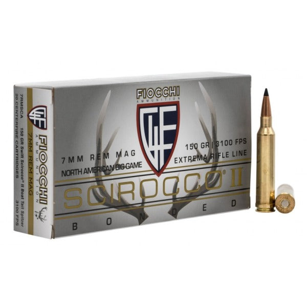 Fiocchi Extrema 7mm Remington Magnum Ammunition 150 Grain Swift Scirocco II Polymer Tip Box of 20