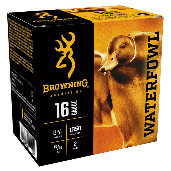 Browning 16 Gauge Ammunition 2-3/4" #2 15/16 oz 1350 fps Steel Box of 25