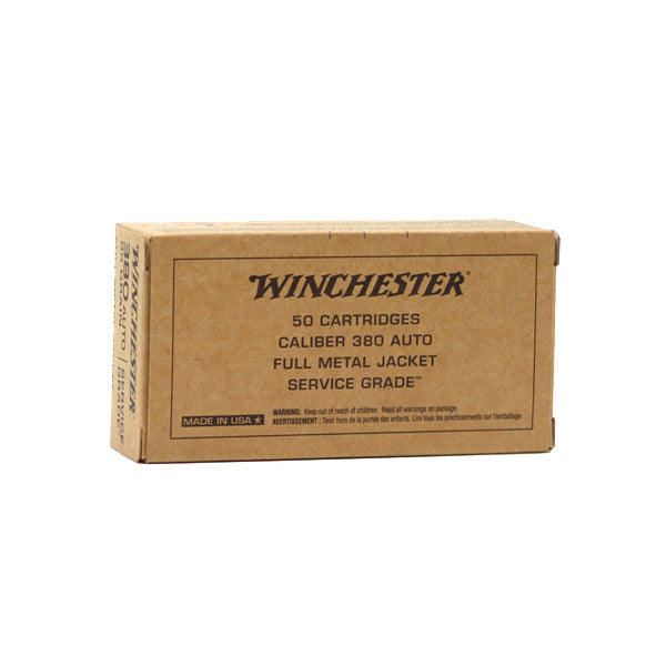 Winchester Service Grade 380 ACP Ammunition 95 Grain Full Metal Jacket Box of 50