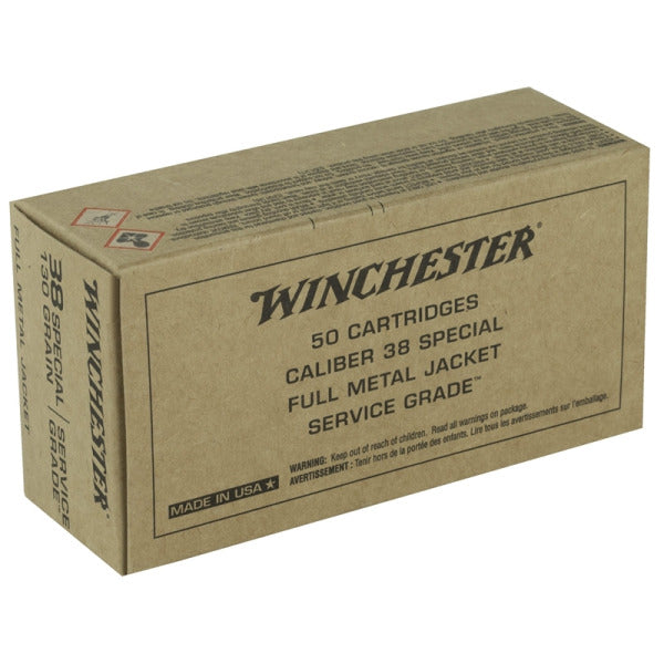 Winchester Service Grade 38 Special Ammunition 130 Grain Full Metal Jacket Box of 50