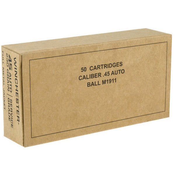 Winchester Service Grade 45 ACP Ammunition 230 Grain Full Metal Jacket Box of 50