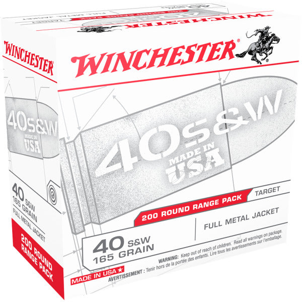 Winchester White Box 40 S&W Ammunition 165 Grain Full Metal Jacket Box of 200