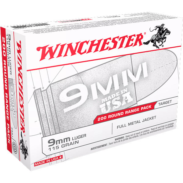 Winchester White Box 9mm Luger Ammunition 115 Grain Full Metal Jacket Box of 200