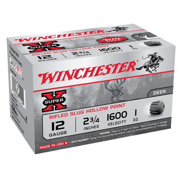 Winchester Super-X 12 Gauge Ammunition 2-3/4" 1 oz 1600 fps Rifled Slug Box of 15