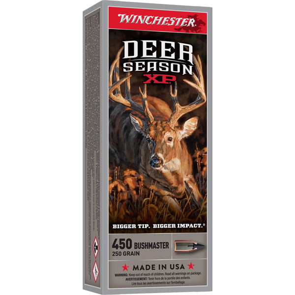 Winchester Deer Season 450 Bushmaster Ammunition 250 Grain Extreme Point Polymer Tip Box of 20