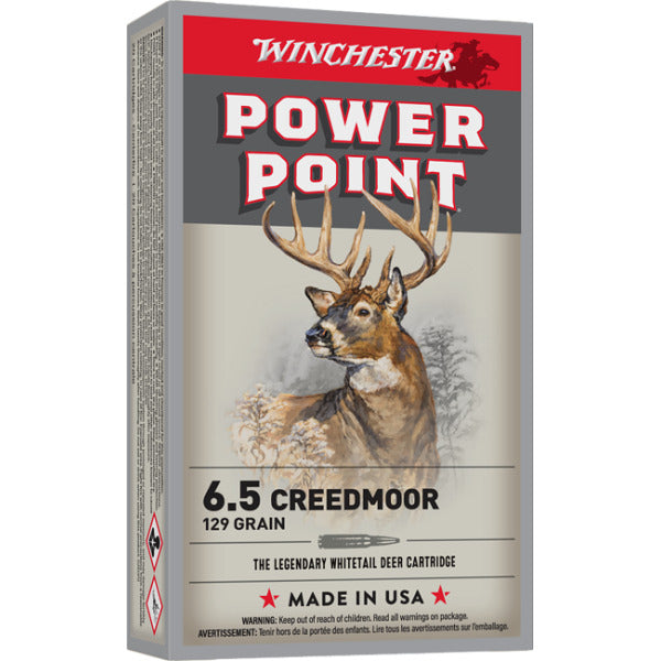 Winchester Power Point 6.5 Creedmoor Ammunition 129 Grain Jacketed Hollow Point Box of 20