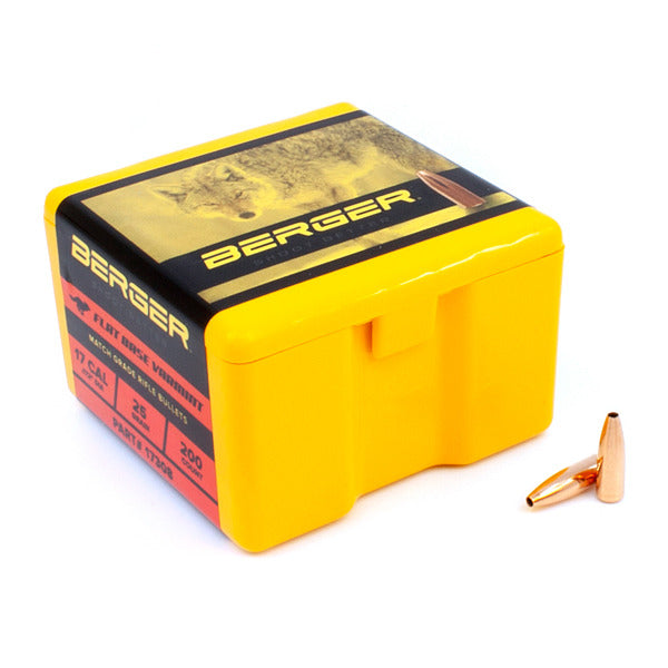 Berger Varmint 17 Caliber (.172 Diameter) Bullets 25 grain Jacketed Hollow Point Box of 200