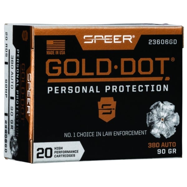 Speer Gold Dot 380 ACP Ammunition 90 Grain Hollow Point Box of 20