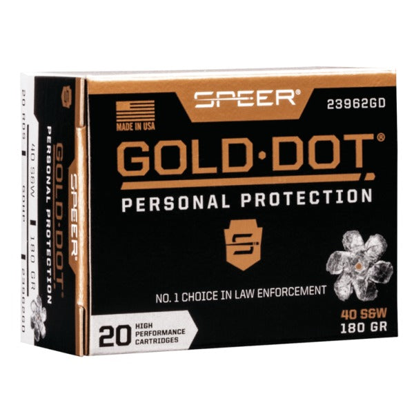 Speer Gold Dot 40 S&W Ammunition 180 Grain Hollow Point Box of 20