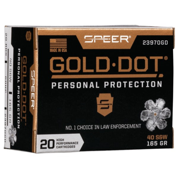 Speer Gold Dot 40 S&W Ammunition 165 Grain Hollow Point Box of 20