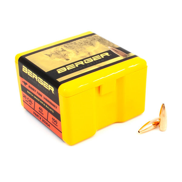 Berger Varmint 20 Caliber (.204 Diameter) Bullets 40 grain Boat Tail Hollow Point Box of 100
